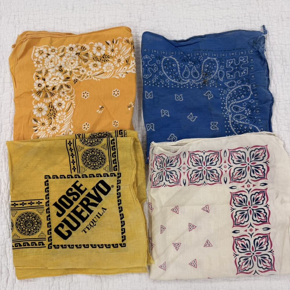 Vintage Bandana Lot USA Made Cotton Fast Color Hav A Hank Wamcraft Jose Cuervo